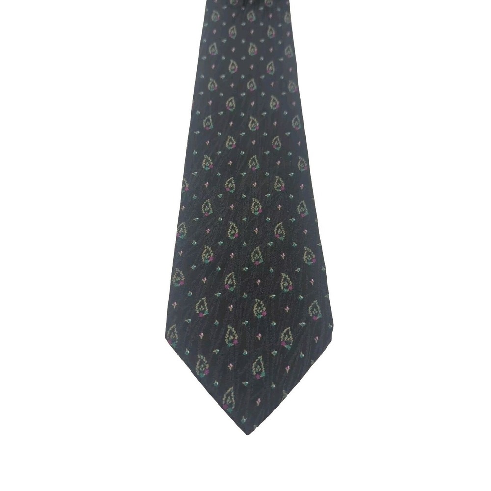 Ermenegildo Zegna Vintage Green Paisley Silk Tie - Picture 2 of 3